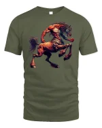Fierce Centaur Warrior Mythology T-shirt - military green t-shirt on white background