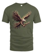 Nature Spirit Eagle Tree Roots T-shirt - military green t-shirt on white background