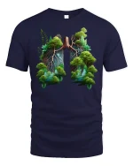Forest Lungs Nature Art Tee - navy t-shirt on white background