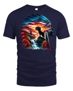 Wolf Spirit Mountain Sunset Nature T-shirt - navy t-shirt on white background