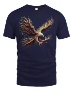 Nature Spirit Eagle Tree Roots T-shirt - navy t-shirt on white background