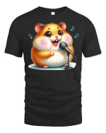 Singing Hamster Tee Cute Music Lover T-shirt - black t-shirt on white background