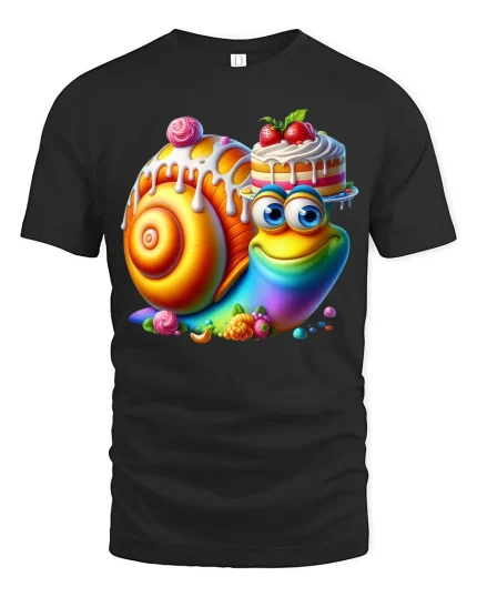 Sweet Candy Snail Tee - black t-shirt on white background