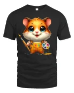 Hamster Artist Tee Cute Painter T-shirt - black t-shirt on white background
