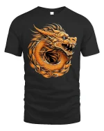 Fierce Dragon Graphic Tee Mythical Beast - black t-shirt on white background