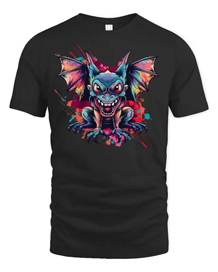 Fierce Gargoyle Monster Tee - black t-shirt on white background