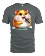 Singing Hamster Tee Cute Music Lover T-shirt - gray t-shirt on white background