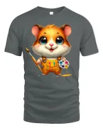 Hamster Artist Tee Cute Painter T-shirt - gray t-shirt on white background