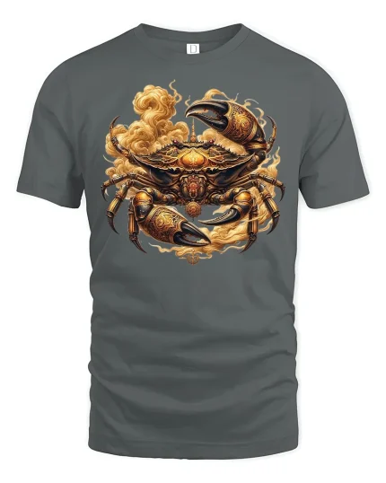 Golden Armored Crab Graphic Tee - gray t-shirt on white background