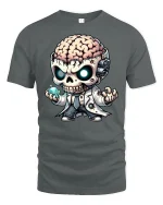 Mad Scientist Skull Graphic Tee - gray t-shirt on white background