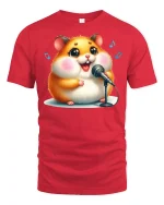 Singing Hamster Tee Cute Music Lover T-shirt - red t-shirt on white background
