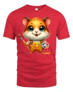 Hamster Artist Tee Cute Painter T-shirt - red t-shirt on white background