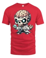 Mad Scientist Skull Graphic Tee - red t-shirt on white background