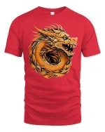 Fierce Dragon Graphic Tee Mythical Beast - red t-shirt on white background