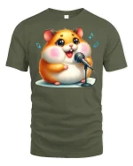 Singing Hamster Tee Cute Music Lover T-shirt - military green t-shirt on white background