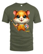 Hamster Artist Tee Cute Painter T-shirt - military green t-shirt on white background