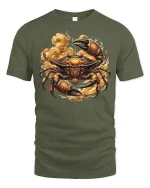 Golden Armored Crab Graphic Tee - military green t-shirt on white background