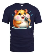 Singing Hamster Tee Cute Music Lover T-shirt - navy t-shirt on white background