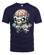 Mad Scientist Skull Graphic Tee - navy t-shirt on white background