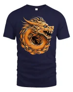 Fierce Dragon Graphic Tee Mythical Beast - navy t-shirt on white background