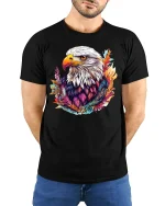 Majestic Eagle Graphic Tee - model with hands behind back, wearing Black T-shirt and blue jeans