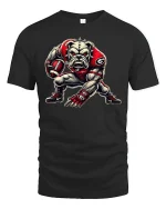 Fierce Bulldog Football Player T-Shirt - black t-shirt on white background