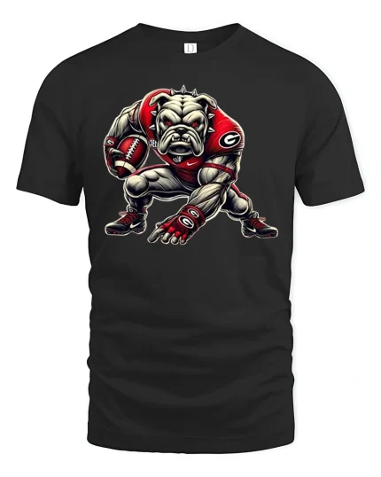 Fierce Bulldog Football Player T-Shirt - black t-shirt on white background