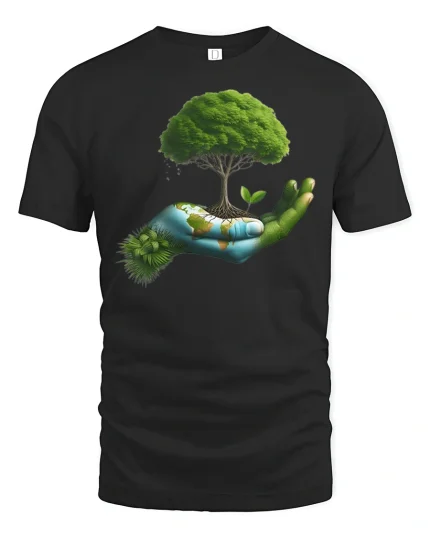 Save Earth Eco Tree Nature T-Shirt - black t-shirt on white background