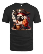 Pirate Parrot Coffee Mug T-Shirt - black t-shirt on white background