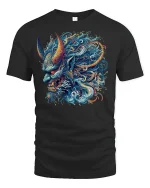 Oni Demon Fire Wave Japanese Art T-Shirt - black t-shirt on white background