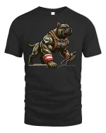 Strong Pitbull Warrior Dog Gym T-Shirt - black t-shirt on white background
