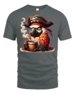 Pirate Parrot Coffee Mug T-Shirt - gray t-shirt on white background