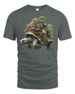 Turtle Village Fantasy World Nature T-Shirt - gray t-shirt on white background