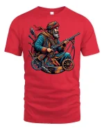 Warrior Fighter Vintage Rifle Hero Battle Tee - red t-shirt on white background