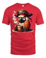 Pirate Parrot Coffee Mug T-Shirt - red t-shirt on white background
