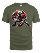 Fierce Bulldog Football Player T-Shirt - military green t-shirt on white background