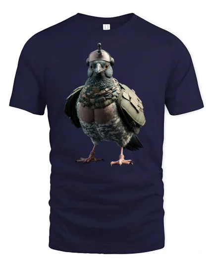 Tactical Pigeon Soldier Funny T-Shirt - navy t-shirt on white background