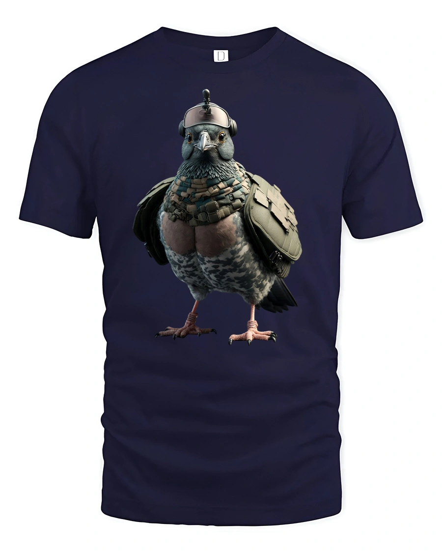 Tactical Pigeon Soldier Funny T-Shirt - 1 Tactical Pigeon Soldier Funny T-Shirt - navy t-shirt on white background