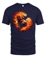 Fiery Lovers Kiss Passion Flame T-Shirt - navy t-shirt on white background