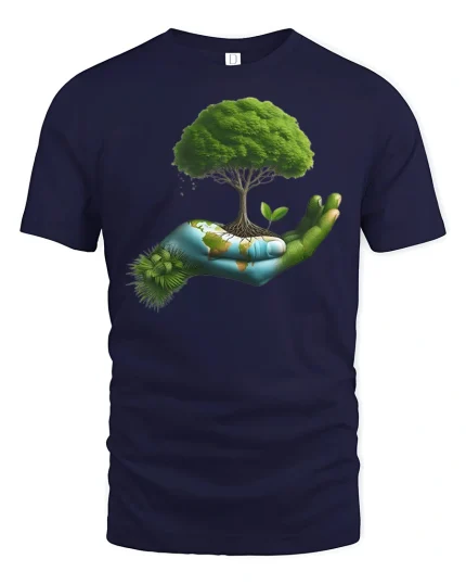Save Earth Eco Tree Nature T-Shirt - navy t-shirt on white background