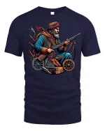 Warrior Fighter Vintage Rifle Hero Battle Tee - navy t-shirt on white background