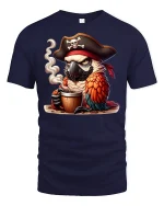 Pirate Parrot Coffee Mug T-Shirt - navy t-shirt on white background