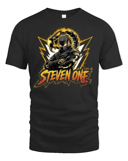 Scorpion Ninja Warrior Steven One Tee - black t-shirt on white background