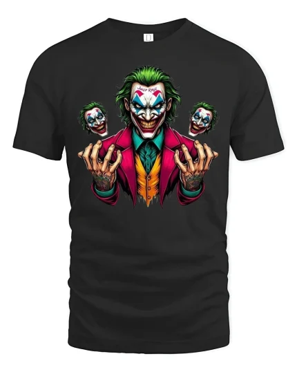 Villain Rage Clown Horror Tee - black t-shirt on white background