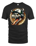 Dragon Skull DJ Style T-Shirt - black t-shirt on white background