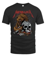 Savage Bear and Skull Heavy Metal Tee - black t-shirt on white background