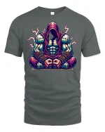 Hooded Warrior Muscle Power Tee - gray t-shirt on white background