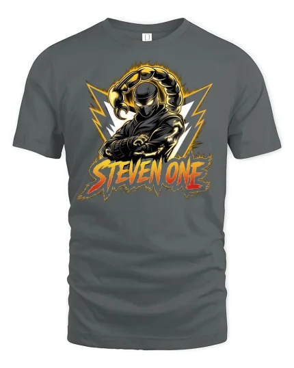 Scorpion Ninja Warrior Steven One Tee - gray t-shirt on white background
