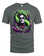 Creepy Gothic Villain T-shirt - gray t-shirt on white background