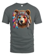 Tribal Bear Warrior T-Shirt - gray t-shirt on white background